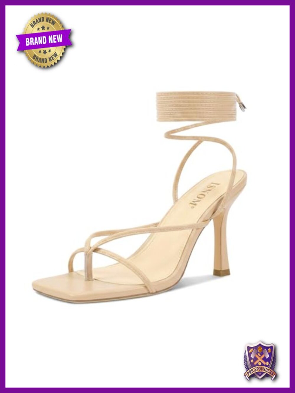 Lace Up Heels Sandals - Square Open Toe Stiletto High Heel Wraps, Non-Slip
